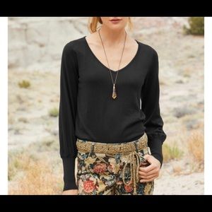 Peruvian Connection Black V Neck Sweater